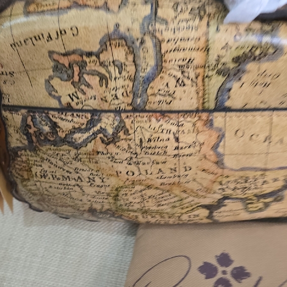 Patricia Nash Tan and Brown Map Print Shoulder Bag - Picture 7 of 16